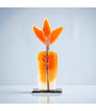 Glass Studio Habrat Habrat - Glazen Weidebloem oranje, 20 cm