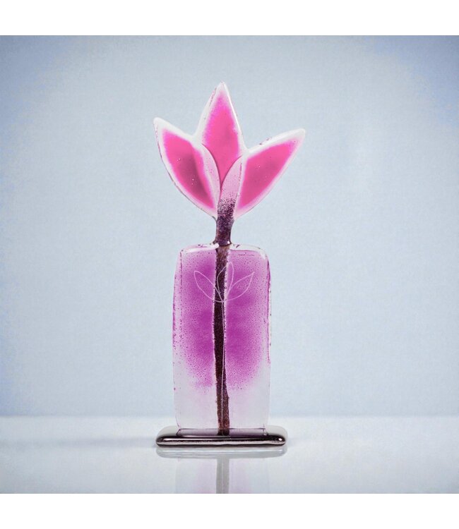 Glass Studio Habrat Habrat – Glas-Wiesenblume roze, 20 cm