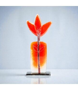 Glass Studio Habrat Habrat - Glazen Weidebloem rood, 20 cm Glass Studio Habrat Habrat - Glazen Weidebloem rood, 20 cm