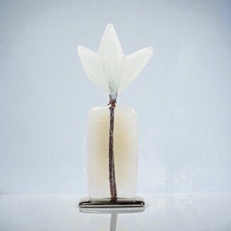 Glass Studio Habrat Habrat – Glas-Wiesenblume wit, 20 cm