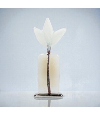 Glass Studio Habrat Habrat – Glas-Wiesenblume wit, 20 cm