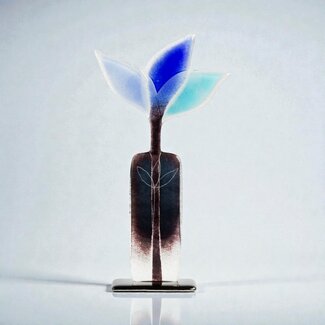 Glass Studio Habrat Habrat - Glazen Weidebloem zwart/blauw, 29 cm