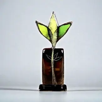 Glass Studio Habrat Habrat - Glazen Weidebloem zwart/lime, 20 cm