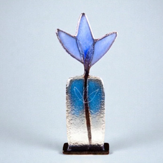 Glass Studio Habrat Habrat - Glazen Weidebloem blauw, 20 cm