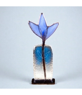 Glass Studio Habrat Habrat - Glazen Weidebloem blauw, 20 cm