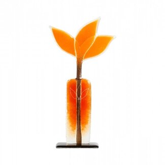 Glass Studio Habrat Habrat - Glazen Weidebloem oranje, 29 cm