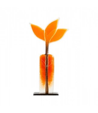 Glass Studio Habrat Habrat - Glazen Weidebloem oranje, 29 cm