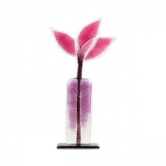 Glass Studio Habrat Habrat - Glazen Weidebloem roze, 29 cm