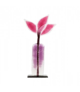 Glass Studio Habrat Habrat - Glazen Weidebloem roze, 29 cm