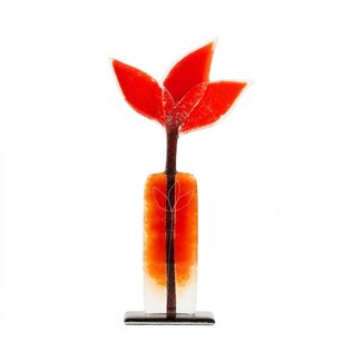 Glass Studio Habrat Habrat - Glazen Weidebloem rood, 29 cm