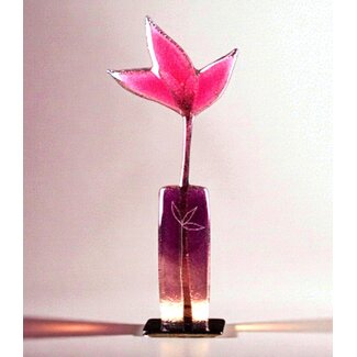 Glass Studio Habrat Habrat – Glas-Wiesenblume rosa, 32 cm