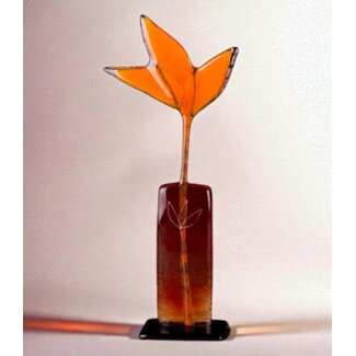 Glass Studio Habrat Habrat – Glas-Wiesenblume orange, 32 cm