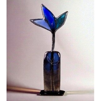 Glass Studio Habrat Habrat – Glas-Wiesenblume schwarz/blau, 32cm