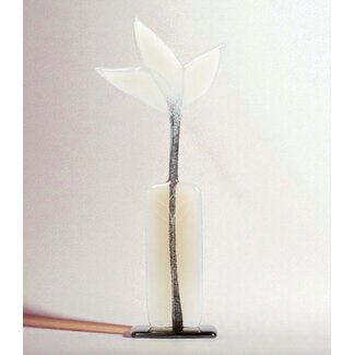 Glass Studio Habrat Habrat - Glazen Weidebloem wit, 32cm