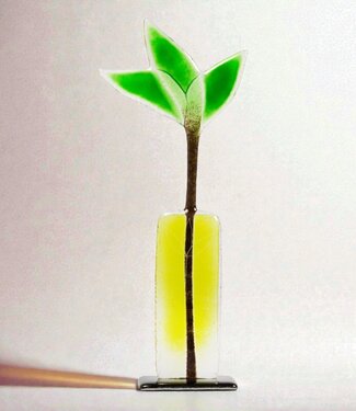 Glass Studio Habrat Habrat - Glazen Weidebloem lime, 32cm