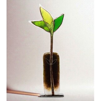 Glass Studio Habrat Habrat - Glazen Weidebloem zwart/lime, 32 cm