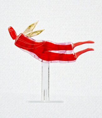 Glass Studio Habrat Habrat Glas - Vliegende Gouden Engel, rood/roze