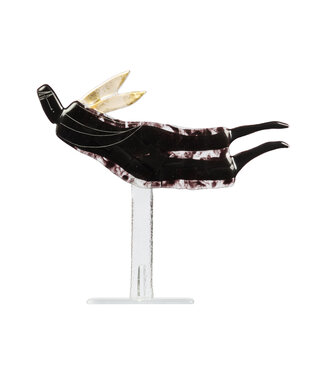 Glass Studio Habrat Habrat Glas - Vliegende Gouden Engel, zwart