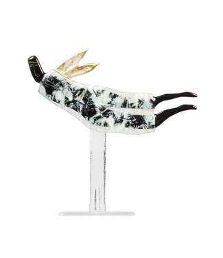 Glass Studio Habrat Habrat Glas - Vliegende Gouden Engel, zwart/wit