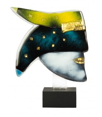 Glass Studio Habrat Habrat Glas - Gouden Hoofd nr. 2, lime/goud