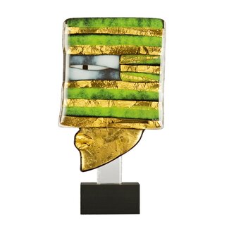 Glass Studio Habrat Habrat Glas - Gouden Hoofd nr. 3, lime/goud