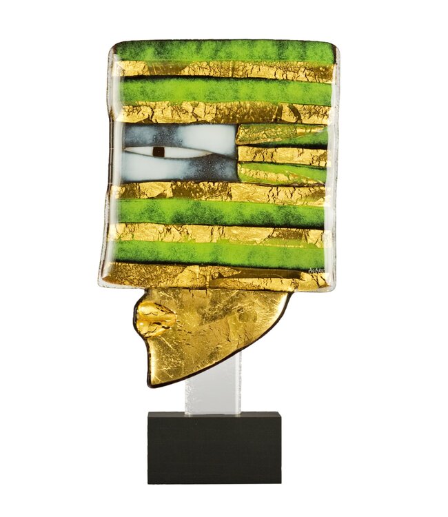 Glasstudio Habrat - Golden Head nr. 3 Limette - Glas & 24kt Gold