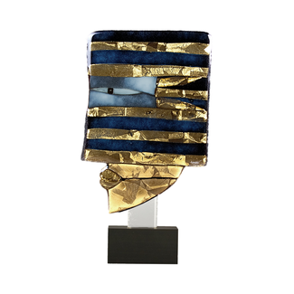 Glass Studio Habrat Habrat Glass – Golden Head Nr. 3, Blau/Gold