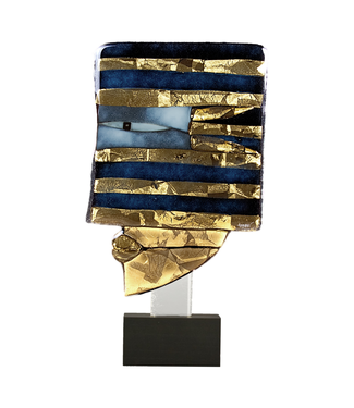 Glass Studio Habrat Habrat Glas - Gouden Hoofd nr. 3, blauw/goud