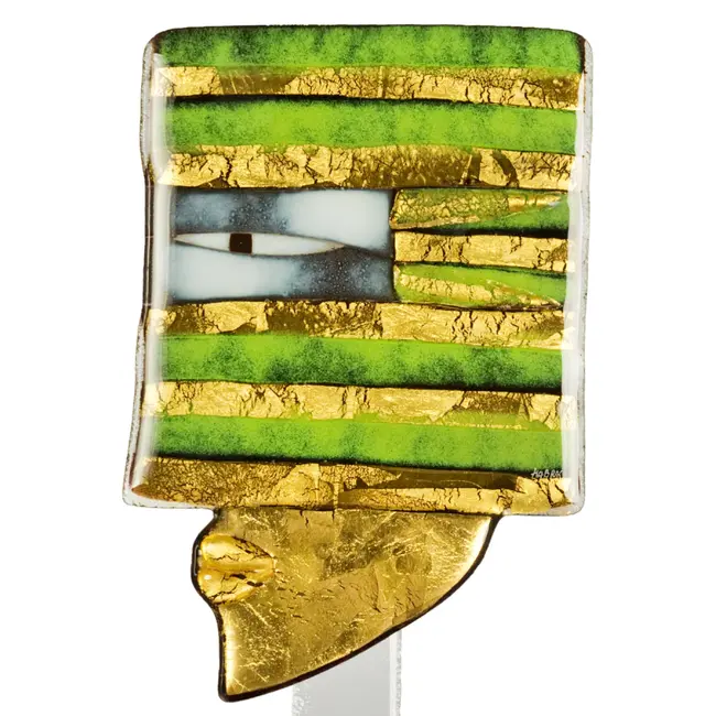 Glasstudio Habrat - Golden Head nr. 3 lime - Glas & 24kt Goud