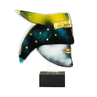 Glass Studio Habrat Habrat Glass – Golden Head Nr. 2, Limette/Gold