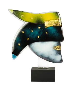 Glass Studio Habrat Habrat Glass – Golden Head Nr. 2, Limette/Gold