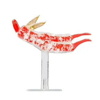 Glass Studio Habrat Habrat Glas - Vliegende Gouden Engel, rood/wit