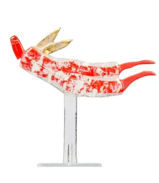 Glass Studio Habrat Habrat Glas - Vliegende Gouden Engel, rood/wit Glass Studio Habrat Habrat Glas - Vliegende Gouden Engel, rood/wit