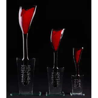 Glass Studio Habrat Studio Habrat - Rode glazen tulp