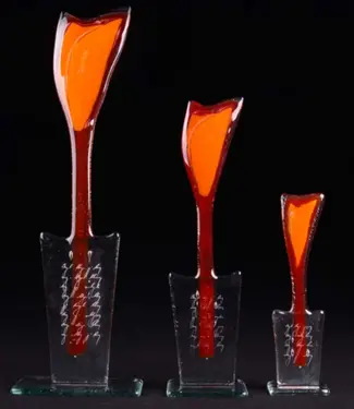 Glass Studio Habrat Studio Habrat, orangefarbene gläserne Tulpe