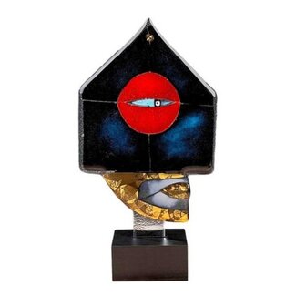 Glass Studio Habrat Habrat Glass – Golden Head Nr. 4, blau/rot/gold