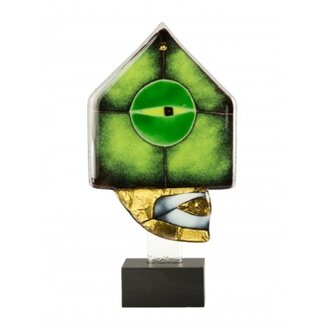 Glass Studio Habrat Habrat Glas - Gouden Hoofd nr. 4, lime/goud