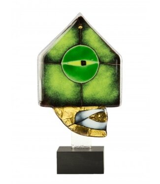 Glass Studio Habrat Habrat Glass – Golden Head Nr. 4, limette/gold