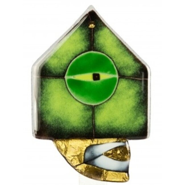 Glasstudio Habrat - Golden Head nr. 4 lime - Glas & 24kt Goud