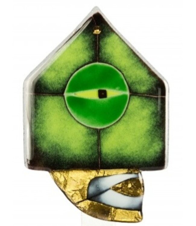 Glasstudio Habrat - Golden Head nr. 4 limette - Glas & 24kt Gold