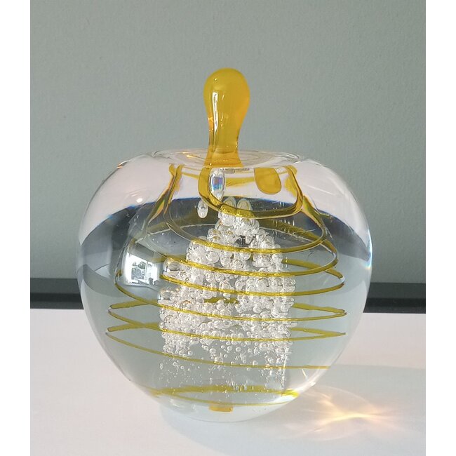 Leerdam kristal Appel - gele spiraal 1990