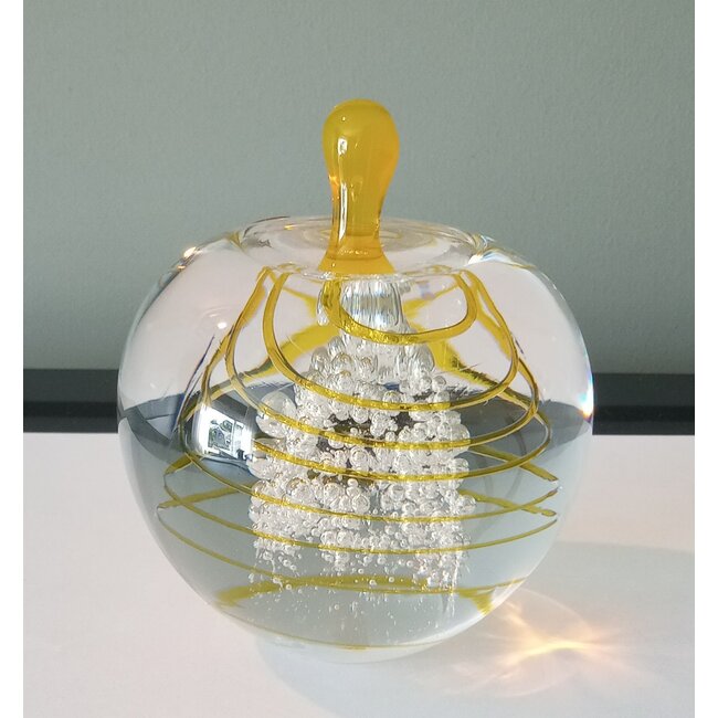 Leerdam kristal Appel - gele spiraal 1990