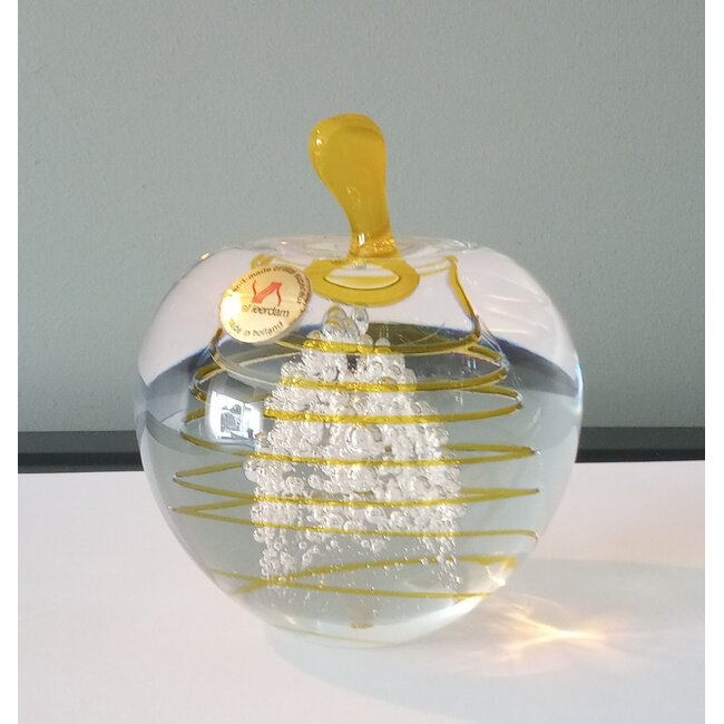 Leerdam kristal Appel - gele spiraal 1990