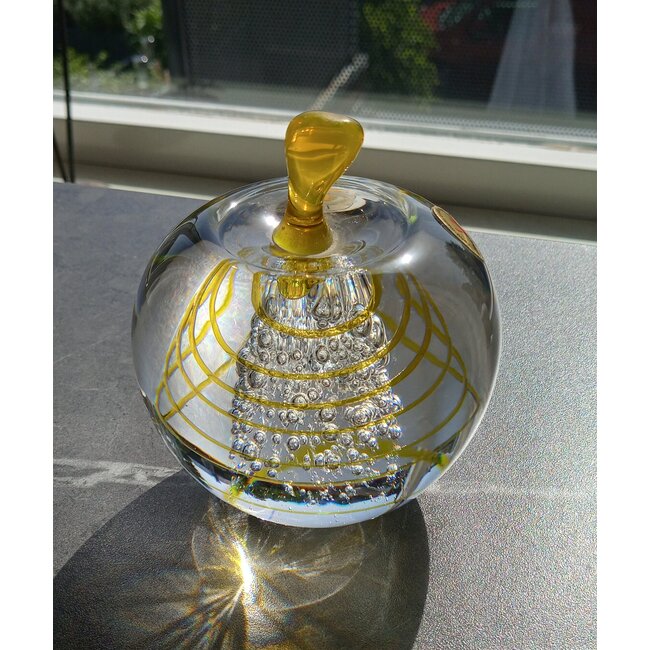 Leerdam kristal Appel - gele spiraal 1990