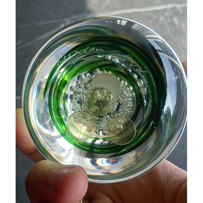 Leerdam kristal Peer - groene spiraal 1990