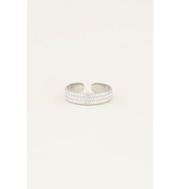 Ring Patroon bolletjes Zilver