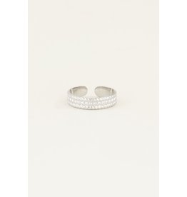 Ring Patroon bolletjes Zilver