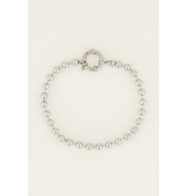 Armband bolletjes ronde sluiting zilver