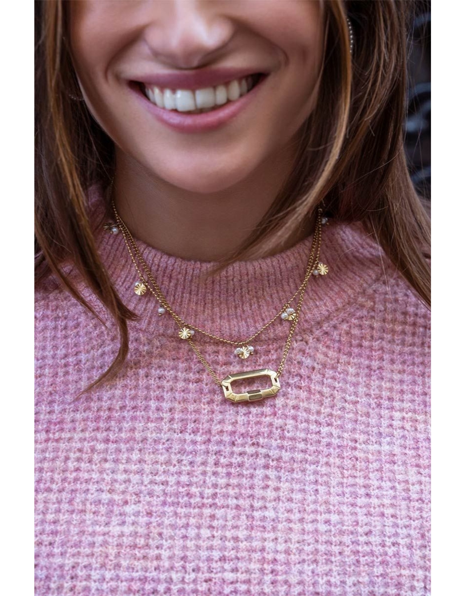 Ketting pareltjes en rondjes goud