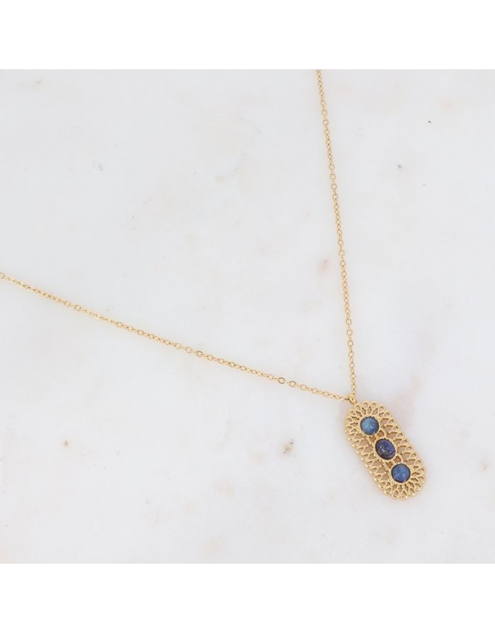 Ketting rozet natuursteen blauw